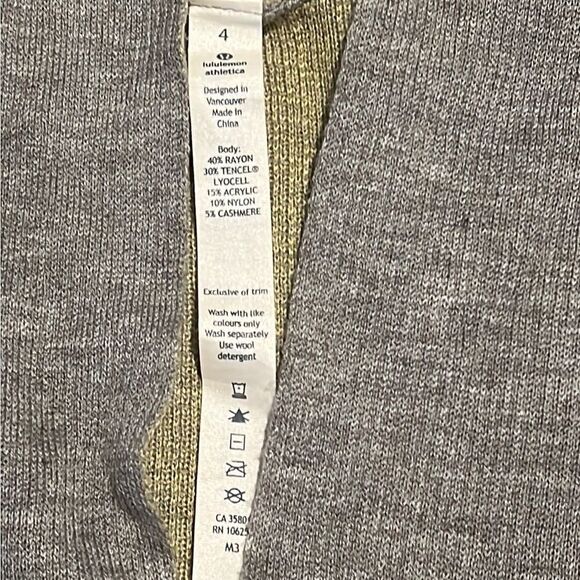 Lululemon Gray and Yellow Open Front Reversible Hooded Cardigan Size 4 - Picture 12 of 12